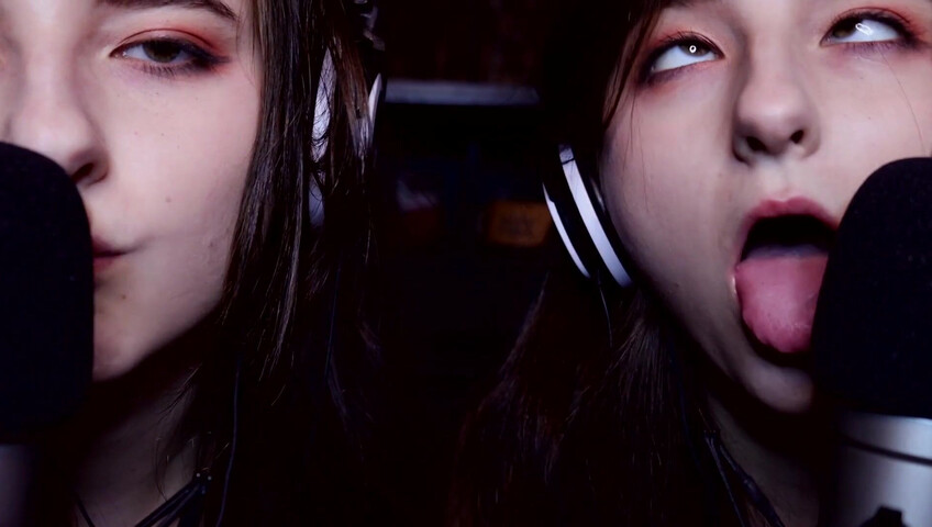 AftynRose ASMR - twin moaning breathing kissing licking