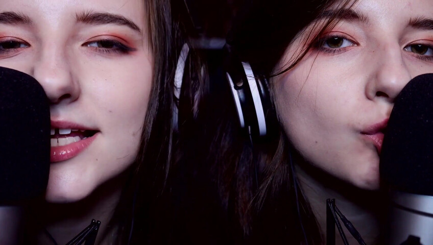 AftynRose ASMR - twin moaning breathing kissing licking