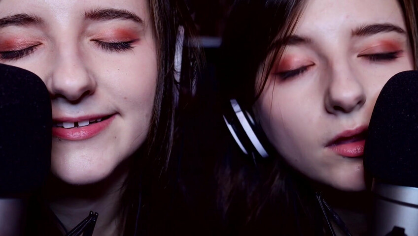 AftynRose ASMR - twin moaning breathing kissing licking