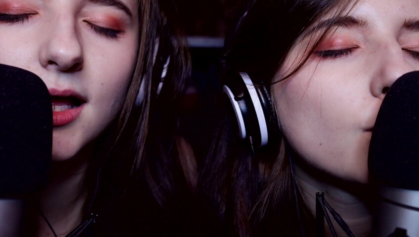 AftynRose ASMR - twin moaning breathing kissing licking