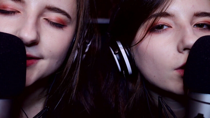 AftynRose ASMR - twin moaning breathing kissing licking