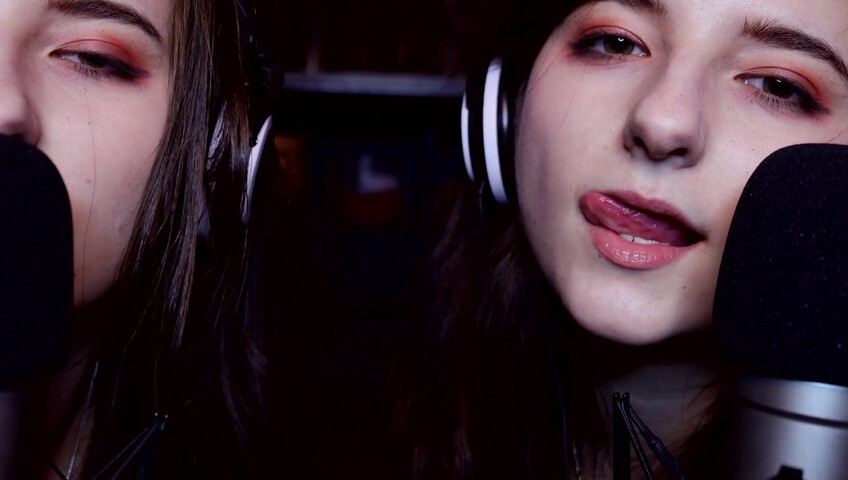 AftynRose ASMR - twin moaning breathing kissing licking