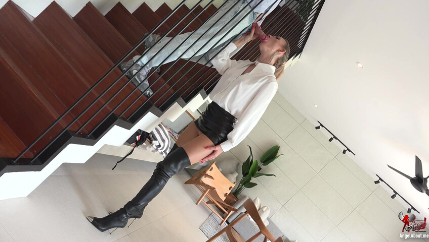 Angel The Dreamgirl - You Strong Erotic Desire To Make Dirty Her Leather High Boots 4k