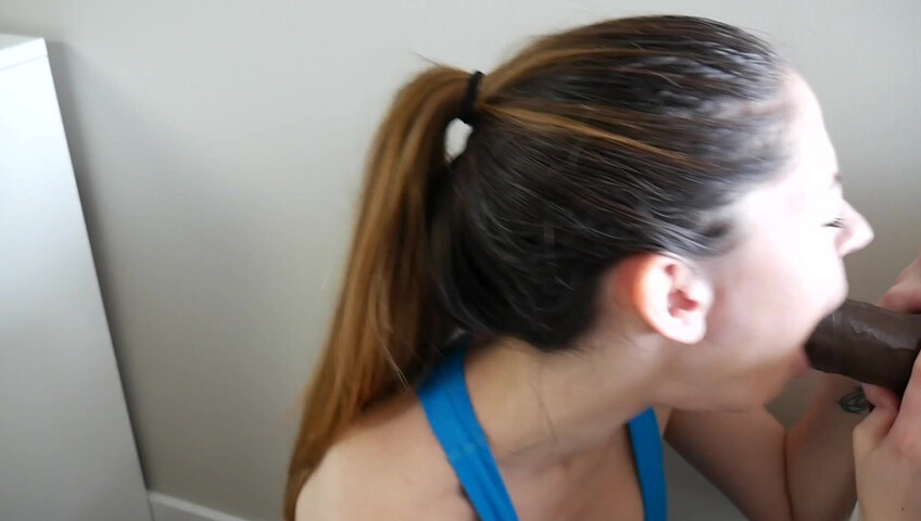 Ashley Alban - Sucking 2 Bbcs In The Gym