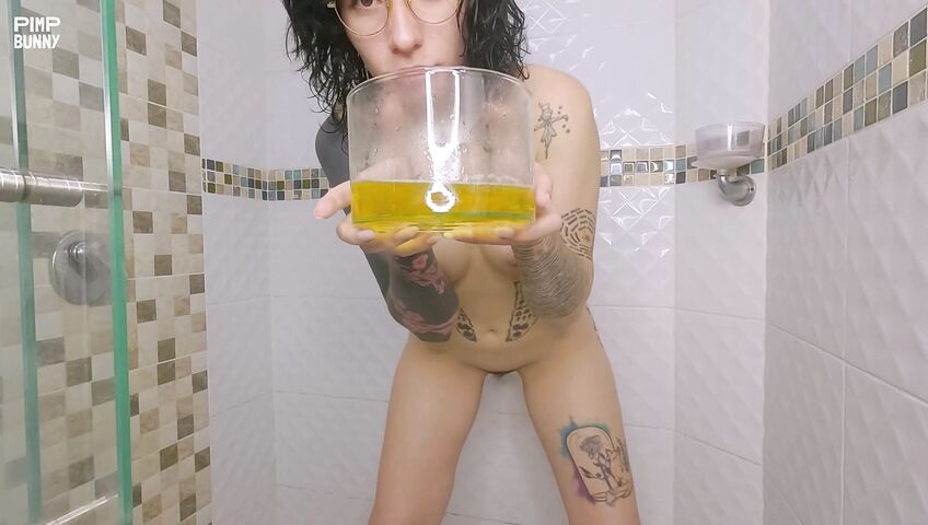 Fill My Golden Jar And Fuck My Ass - 4K, Anal, Masturbation, Fetish, Lingerie, Glasses, Shower, Teasing, Piss, Peeing, Shaved Pussy, Tattoos, Anal Dildoing, Pussy Rubbing, Curly Hair, Bathing, Bathroom