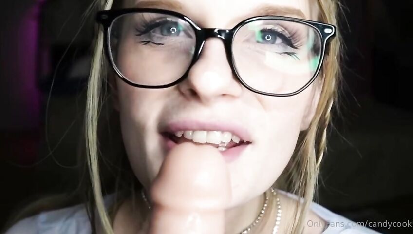 Candycookie Sucks Her Favorite Dildo - Blowjob, European, Glasses, Dildo, Dildo Sucking, Solo Dildo, Solo Girl, Solo, Toy Blowjob, OnlyFans, OnlyFans Model