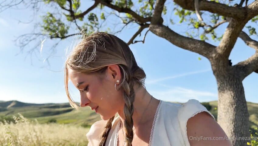 Caroline Zalog Tries On Different Lingerie During A Picnic - Seduction, Outdoor, Lingerie, Ass, Teasing, Shaved Pussy, Picnic, Nature