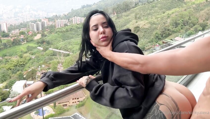 Kinky Alexa Gets Wrecked On A Balcony - Blowjob, Sex, Outdoor, Balcony, Tattoos, Big Ass, Big Tits, Colombian, Standing Sex, Missionary, Cowgirl