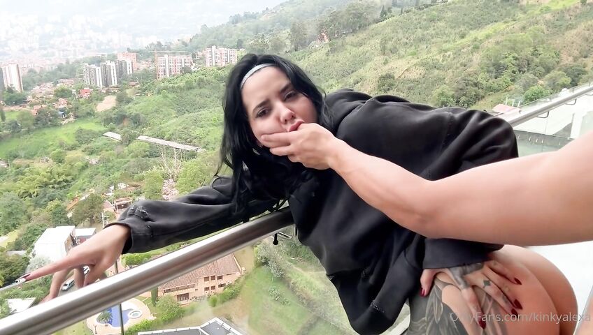 Kinky Alexa Gets Wrecked On A Balcony - Blowjob, Sex, Outdoor, Balcony, Tattoos, Big Ass, Big Tits, Colombian, Standing Sex, Missionary, Cowgirl