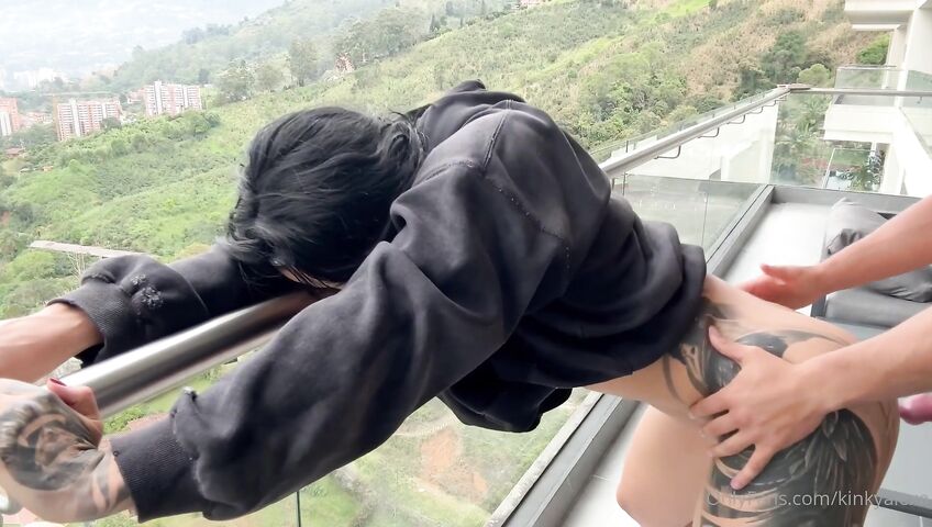Kinky Alexa Gets Wrecked On A Balcony - Blowjob, Sex, Outdoor, Balcony, Tattoos, Big Ass, Big Tits, Colombian, Standing Sex, Missionary, Cowgirl