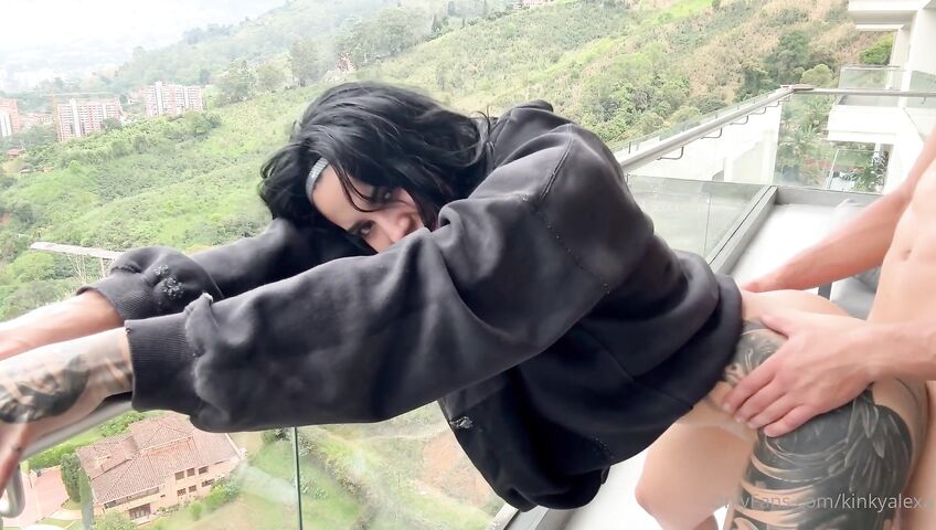 Kinky Alexa Gets Wrecked On A Balcony - Blowjob, Sex, Outdoor, Balcony, Tattoos, Big Ass, Big Tits, Colombian, Standing Sex, Missionary, Cowgirl