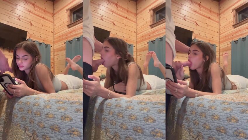 Kinsley Alyse Blows A Cock While On Her Phone - Blowjob, Deep Throat, On The Phone, Teen, Deepthroat, BWC Deepthroat, BWC, Facial