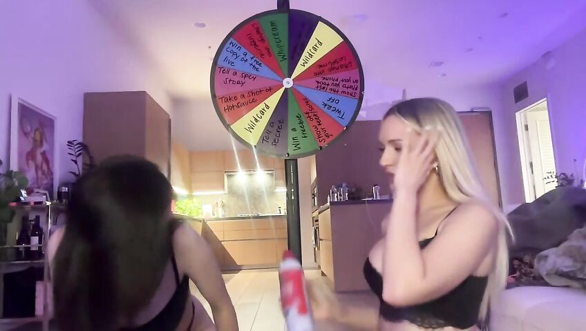 Lauren Summer & Abby Rao's Livestream Tease - Seduction, 0% Pussy, Live Stream, Brunette, Blonde, Living Room, Booty Shake, Twerking, Lingerie, Model, American, Streamer, Topless, Jumping, Big Boobs