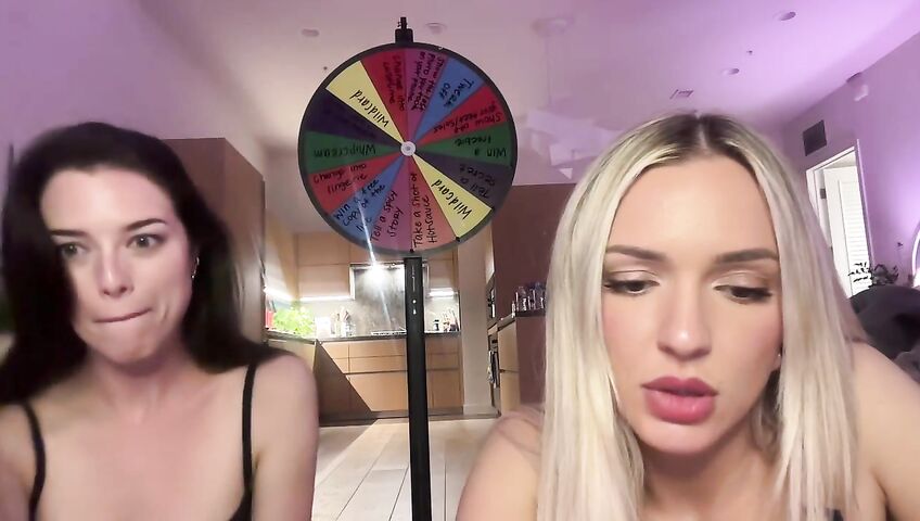 Lauren Summer & Abby Rao's Livestream Tease - Seduction, 0% Pussy, Live Stream, Brunette, Blonde, Living Room, Booty Shake, Twerking, Lingerie, Model, American, Streamer, Topless, Jumping, Big Boobs