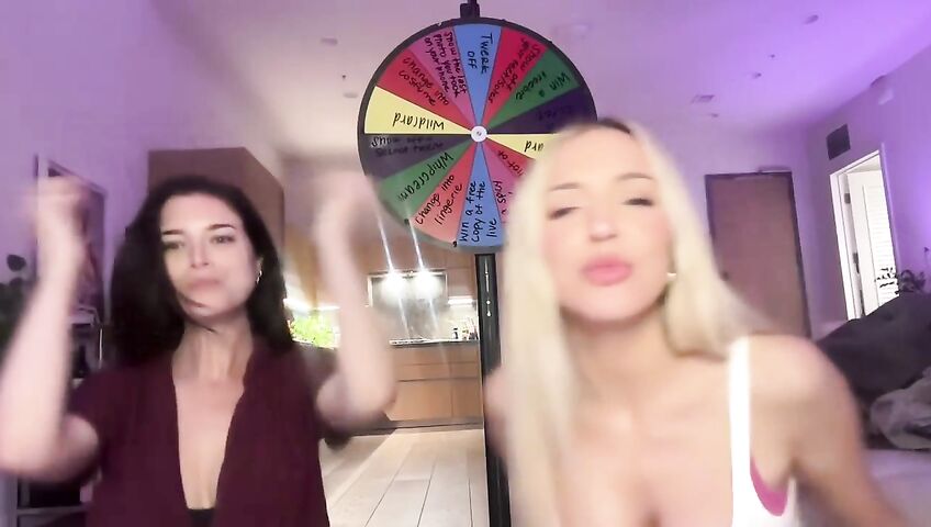 Lauren Summer & Abby Rao's Livestream Tease - Seduction, 0% Pussy, Live Stream, Brunette, Blonde, Living Room, Booty Shake, Twerking, Lingerie, Model, American, Streamer, Topless, Jumping, Big Boobs