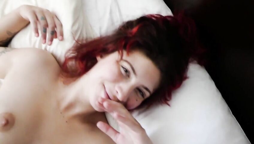 MarbMenthol Blows A Cock After Getting Teased - Blowjob, Redhead, Tattoos, Hairy, Small Tits, Pussy Rubbing