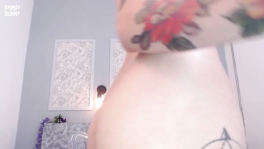 Oiled Dildo Play - Masturbation, Shaved Pussy, Oil Play, Tattoos, Ass, Asshole, Pussy Rubbing, Teasing