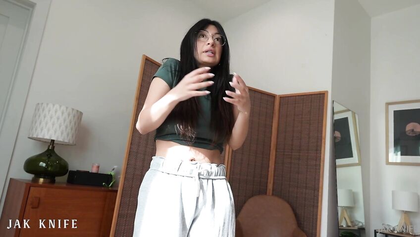 Sneaky Cami Strella Gets Fucked By Her Stepbro - Blowjob, Sex, American, Latina, Latina Blowjob, Latina Pussy, Naked Latina, Glasses, Young, Brunette, Brunette Blowjob, Brunette Facial, Navel Piercing, Cowgirl, Reverse Cowgirl, Oral POV, PO