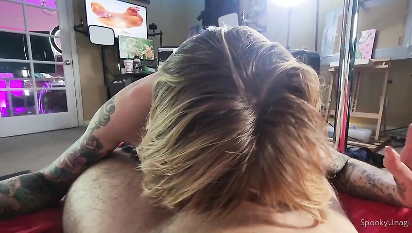 SpookyUnagi Blows And Jerks A Cock - Blowjob, Deep Throat, Masturbation, Handjob, Big Cock, Big Cock Blowjob, Blonde, Blonde Blowjob, Tattoos