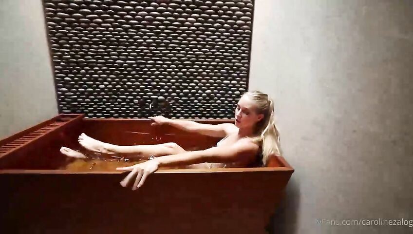 Caroline Zalog Sexy Bikini Tease Bath Video 1