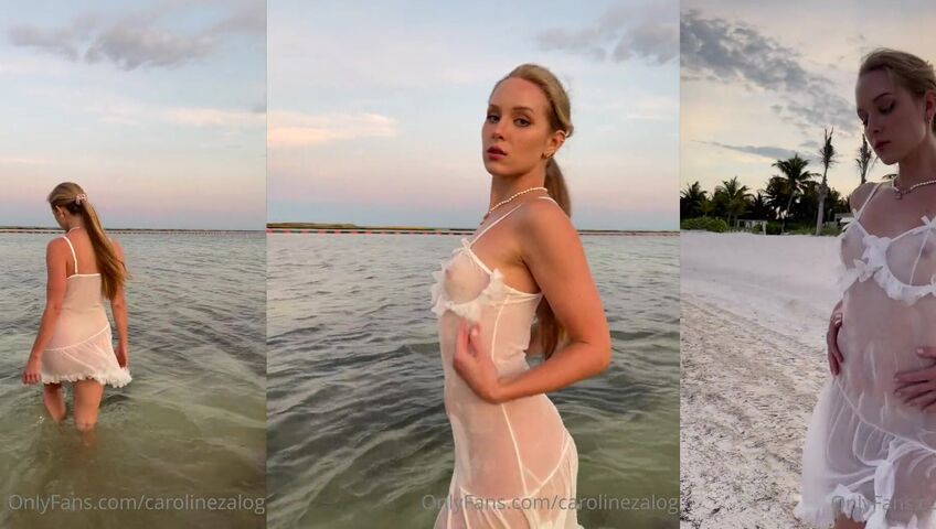 Caroline Zalog Tits Wet Sheer Lingerie Pov