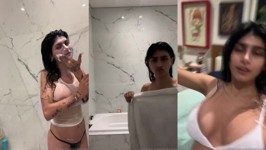 Mia Khalifa Nude Wet Tank Top Shower Onlyfans Livestream Leakss