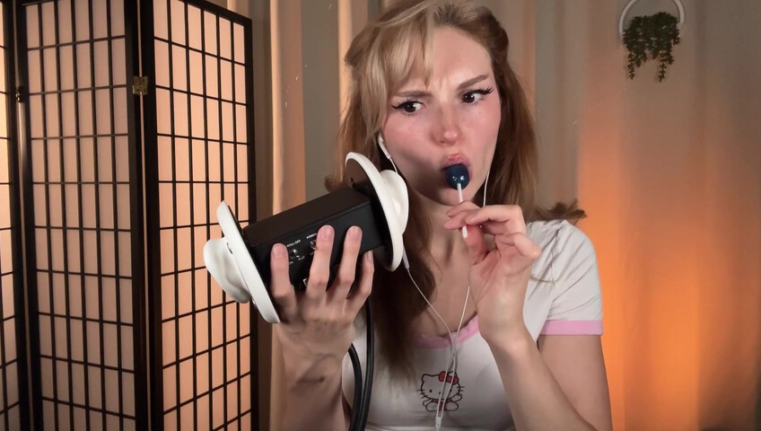 Busy B - Lollipop Ear Eating - Intense Ear Eating and Mouth Sounds