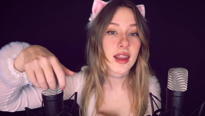 Diddly ASMR - Cat Girl Stroking 2 Mics