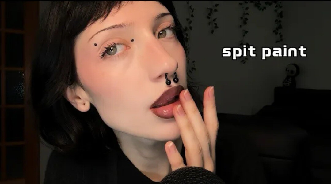 SleepGirl ASMR -  Close up Spit Painting (Wet Mouth Sounds)