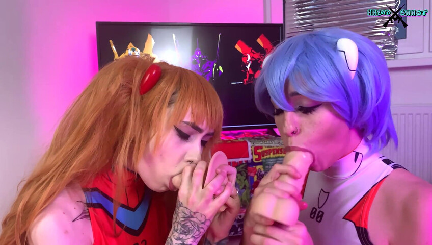 AliceBong & Zirael Rem - Evangelion 4some Sex And Lesbian Anal