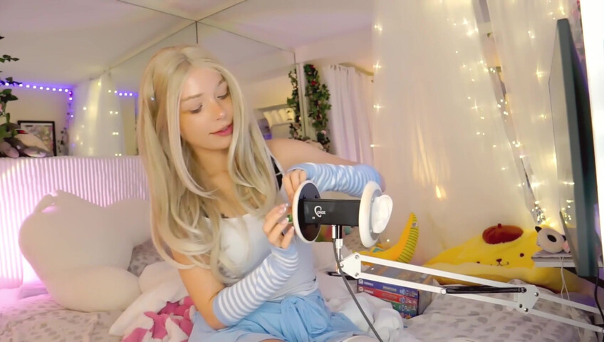 Dollblush ASMR - 28 April 2026 - Mouth Sounds Lipgloss Outfit Fabric Triggers Ear cup.