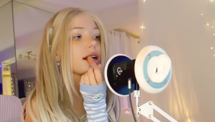Dollblush ASMR - 28 April 2026 - Mouth Sounds Lipgloss Outfit Fabric Triggers Ear cup.