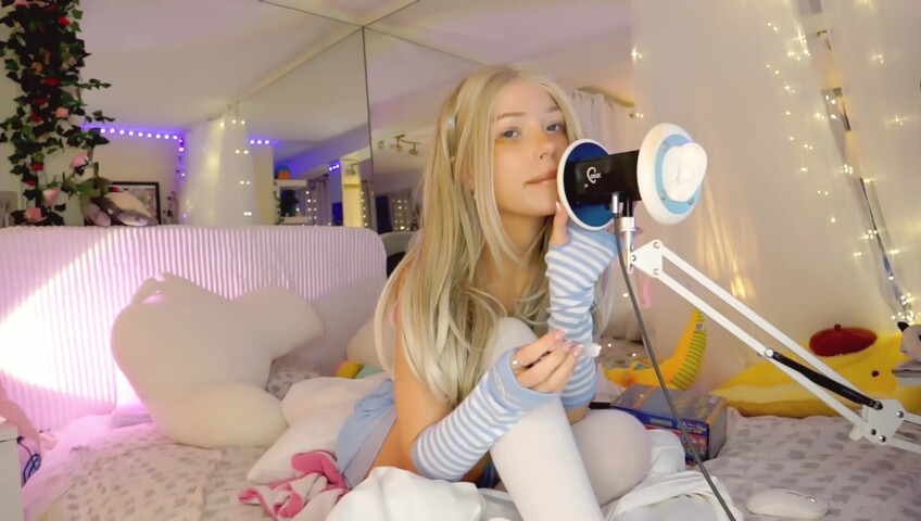 Dollblush ASMR - 28 April 2026 - Mouth Sounds Lipgloss Outfit Fabric Triggers Ear cup.