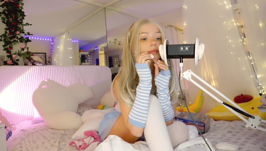 Dollblush ASMR - 28 April 2026 - Mouth Sounds Lipgloss Outfit Fabric Triggers Ear cup.