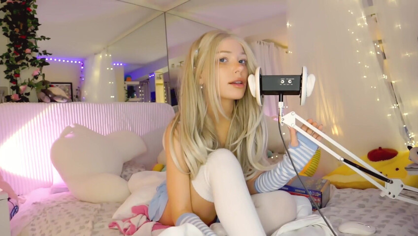 Dollblush ASMR - 28 April 2026 - Mouth Sounds Lipgloss Outfit Fabric Triggers Ear cup.