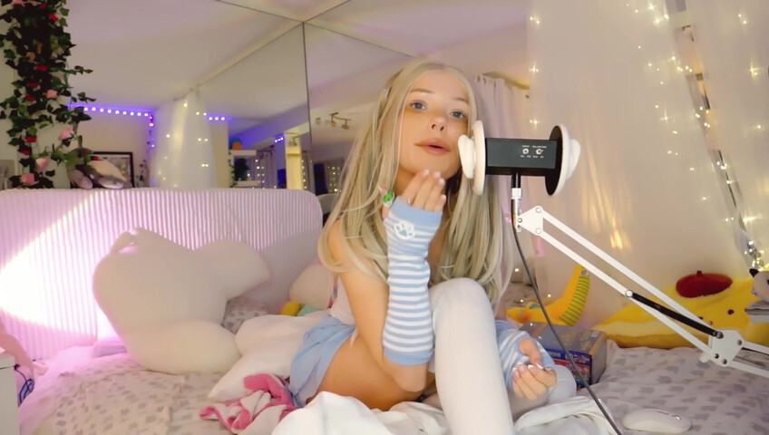 Dollblush ASMR - 28 April 2026 - Mouth Sounds Lipgloss Outfit Fabric Triggers Ear cup.