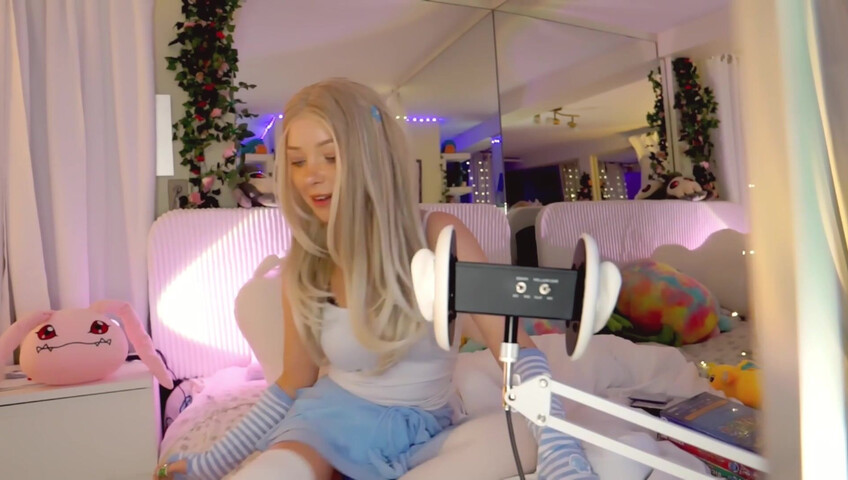 Dollblush ASMR - 28 April 2026 - Mouth Sounds Lipgloss Outfit Fabric Triggers Ear cup.
