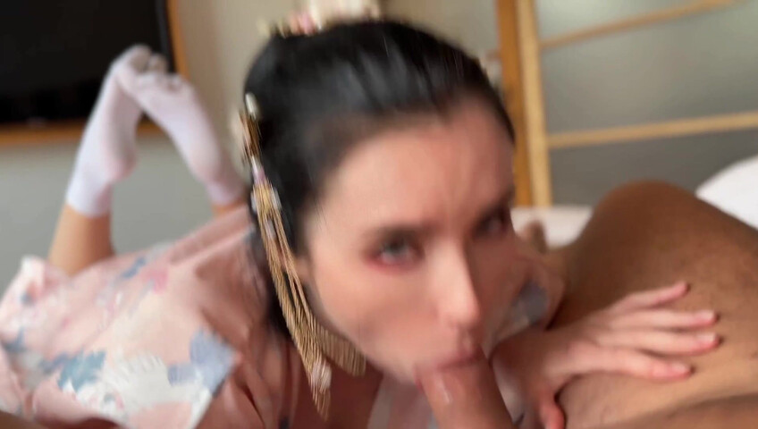 Sweetie Fox - Fucked Blue-eyed Geisha in All Poses and Cum in her Mouth