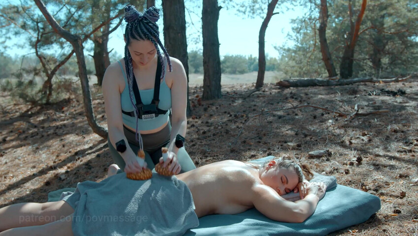 ASMR Massage - Back Outdoor Massage by Anna POV to Sonya