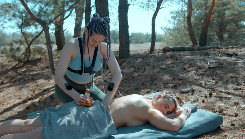 ASMR Massage - Back Outdoor Massage by Anna POV to Sonya