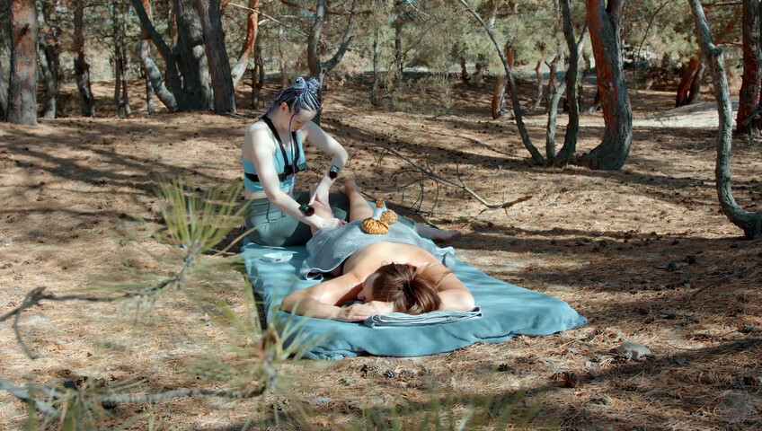 ASMR Massage - Back Outdoor Massage by Anna POV to Sonya