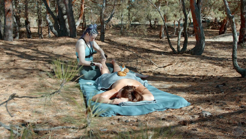 ASMR Massage - Back Outdoor Massage by Anna POV to Sonya
