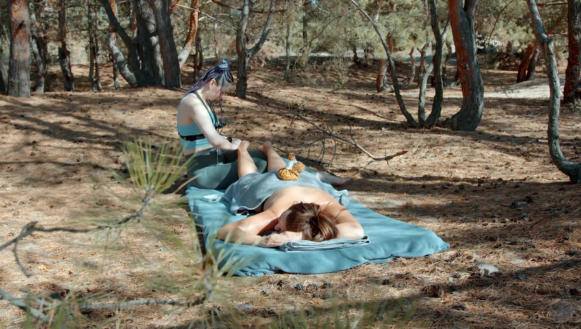 ASMR Massage - Back Outdoor Massage by Anna POV to Sonya