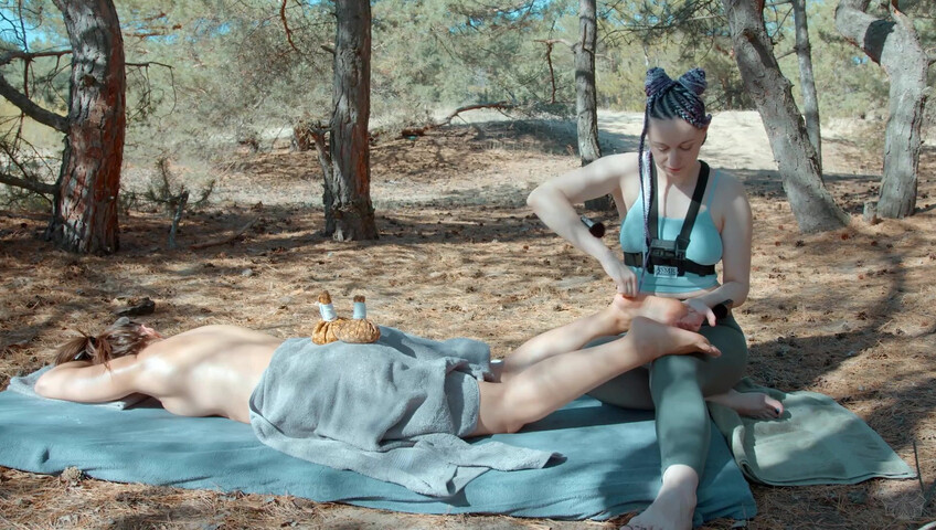 ASMR Massage - Back Outdoor Massage by Anna POV to Sonya
