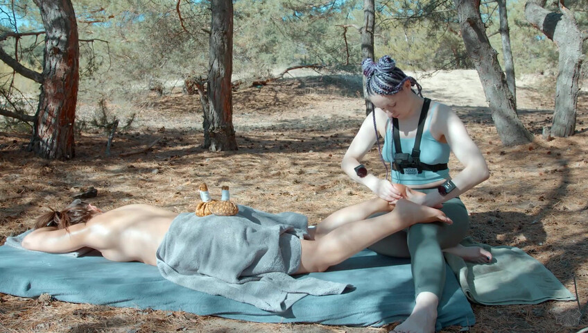 ASMR Massage - Back Outdoor Massage by Anna POV to Sonya
