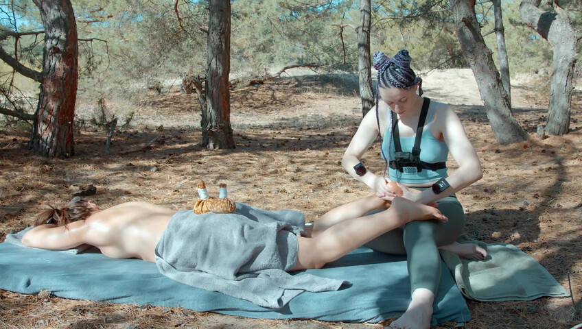 ASMR Massage - Back Outdoor Massage by Anna POV to Sonya