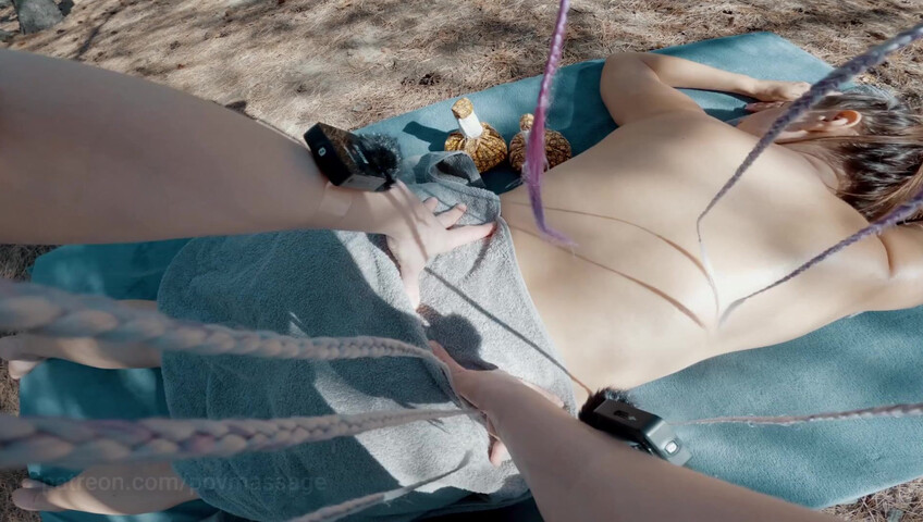 ASMR Massage - Back Outdoor Massage by Anna POV to Sonya