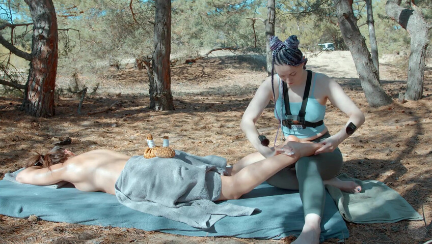 ASMR Massage - Back Outdoor Massage by Anna POV to Sonya