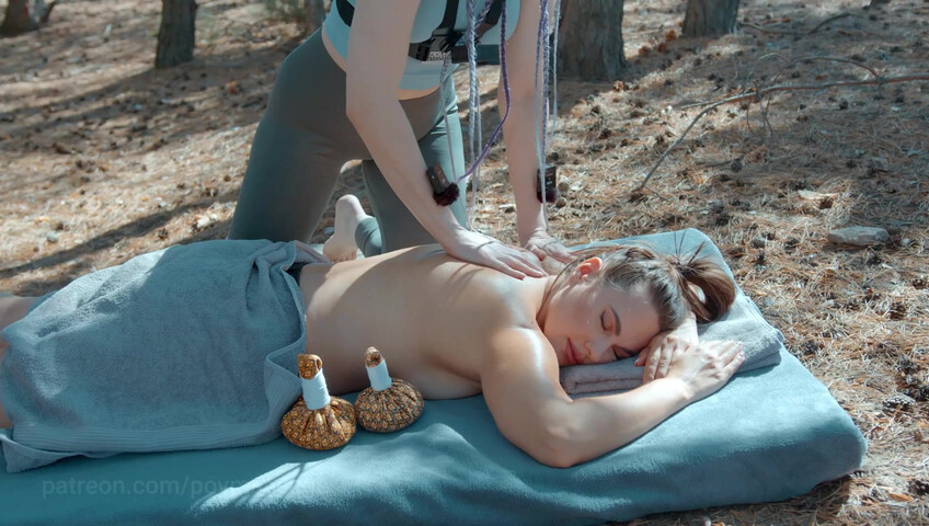 ASMR Massage - Back Outdoor Massage by Anna POV to Sonya
