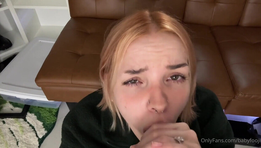 BabyFooji Fucks A Dildo On The Couch - Masturbation - OnlyFans - Fingering - Toys - Solo - Tattoos - Nose Piercing - Boobs - Pussy Rubbing - Dildo Riding